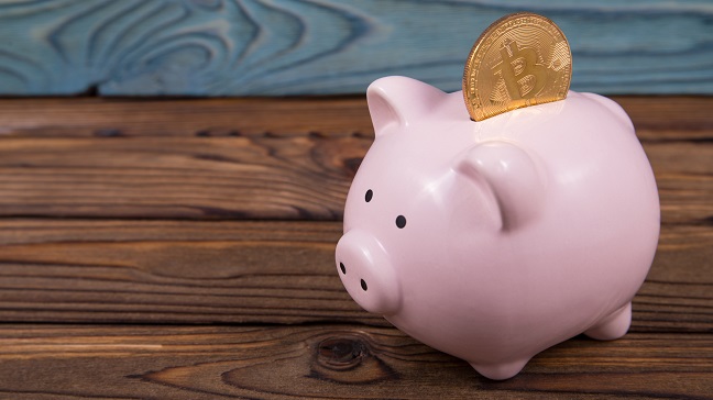 pinkpiggywithbitcoincoinonwoodenbackground-piggybank