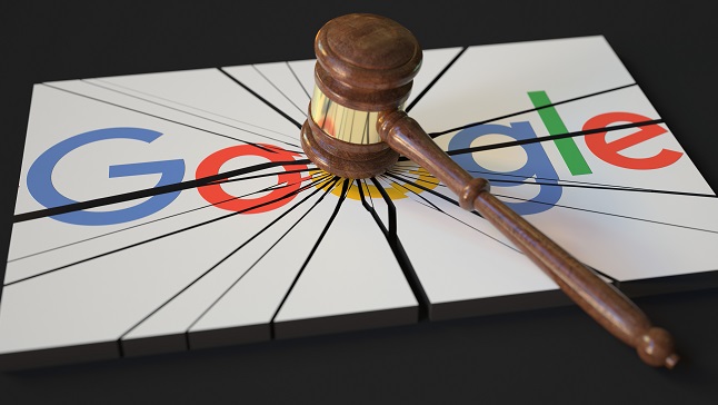 brokenlogoofgoogleandjudgesgavel-editorialconceptual3d