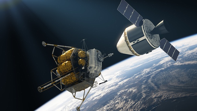 crewexplorationvehicledocking-3dillustration