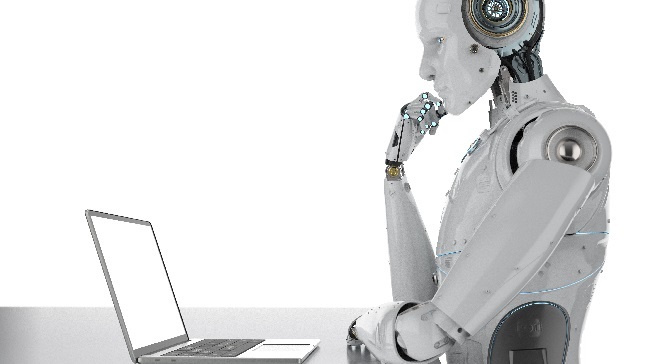 3drenderinghumanoidrobotworkingonlaptopcomputer